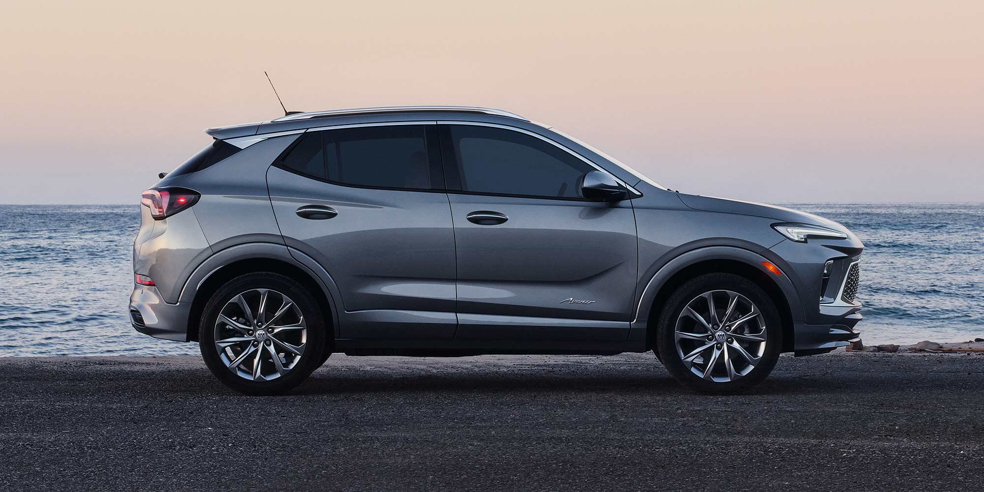 Exterior Profile View of the 2026 Buick Encore GX Small SUV Parked on a Beach