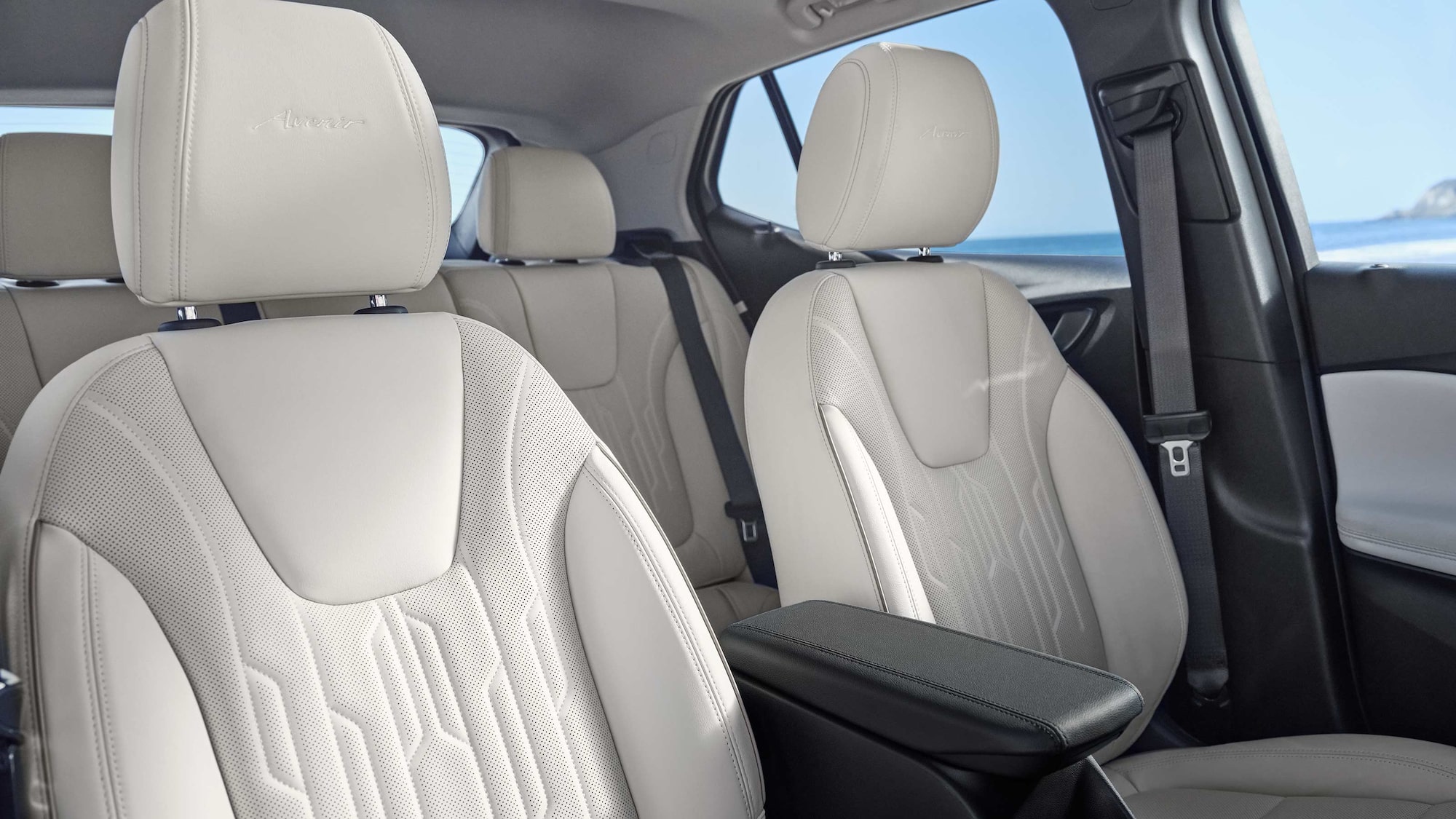Interior View of the Buick 2026 Encore GX Small SUV's Dashboard, Steering Wheel, and Infotainment Display