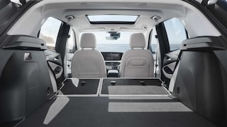 Interior View From the Rear of the Buick 2026 Encore GX Small SUV with the Rear Seats Folded Down