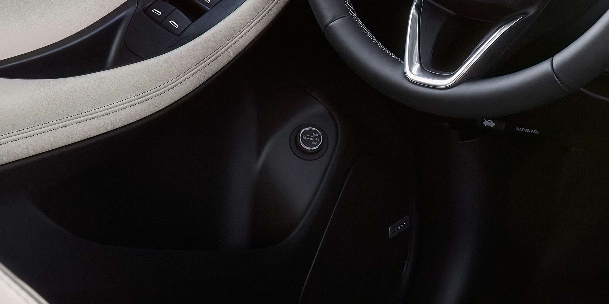 Interior View of the Buick 2026 Encore GX Small SUV's Steering Wheel and Infotainment Display