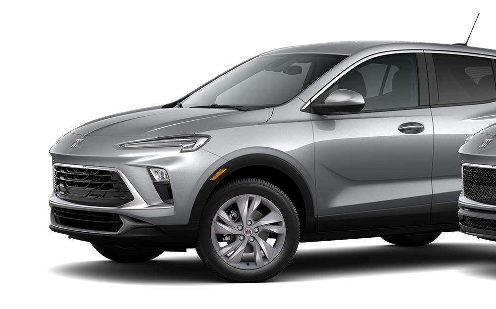 Three-Quarters View of the 2026 Buick Encore GX Preferred Subcompact SUV in the Color Summit White