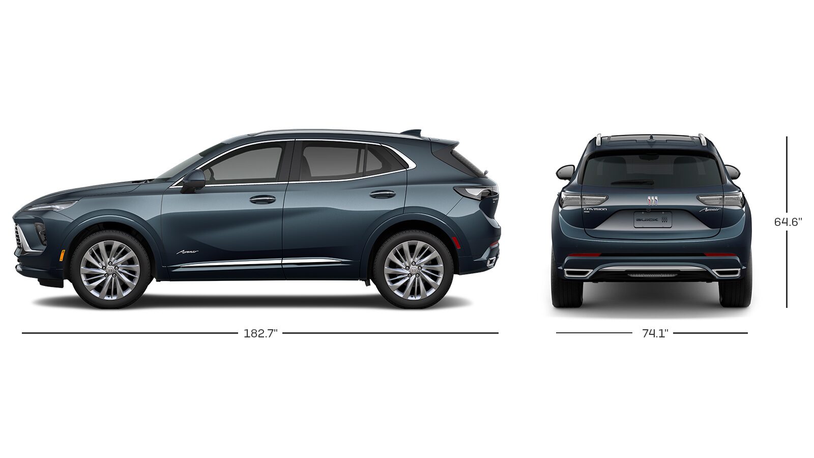 Profile and Rear View of the 2026 Buick Envision Compact SUV Specs and Measurements