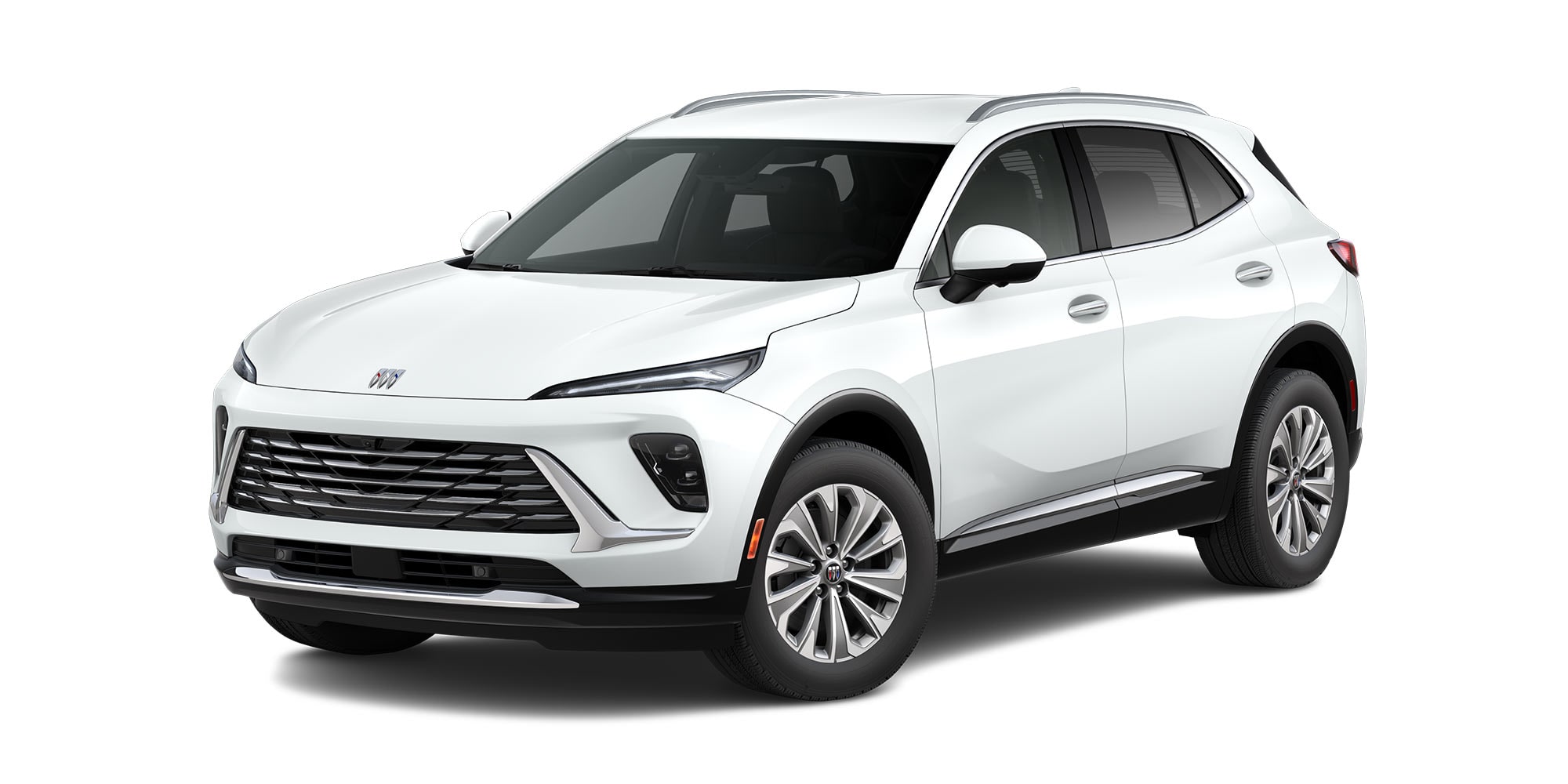 Front Three-Quarters View of the 2026 Buick Envision Preferred Compact SUV in the Color Summit White