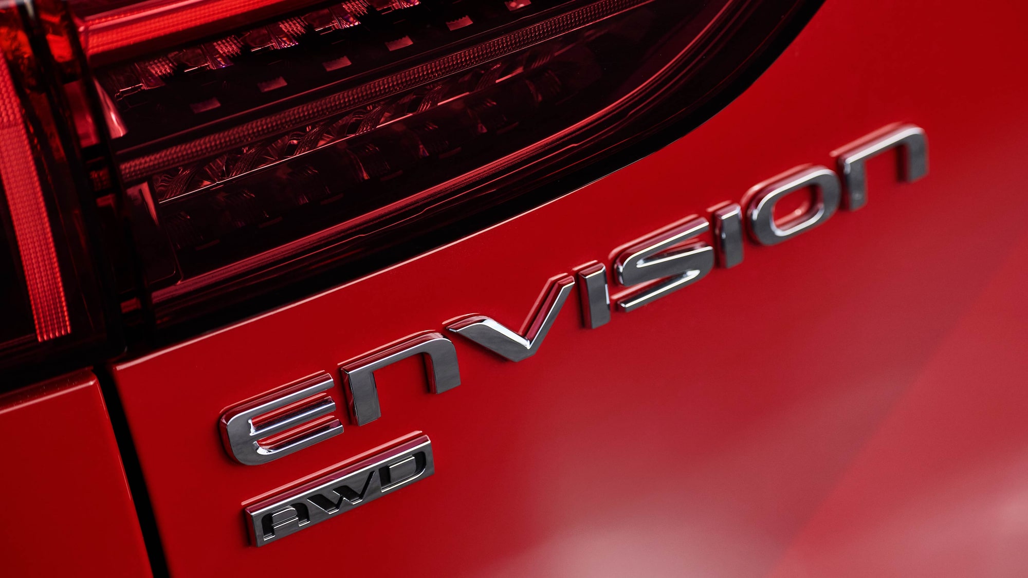 Close-up if the Envision Logo on the Tailgate of the 2026 Buick Envision
