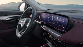 Interior View of the Steering Wheel and Infotainment System in the 2026 Buick Envision Compact SUV