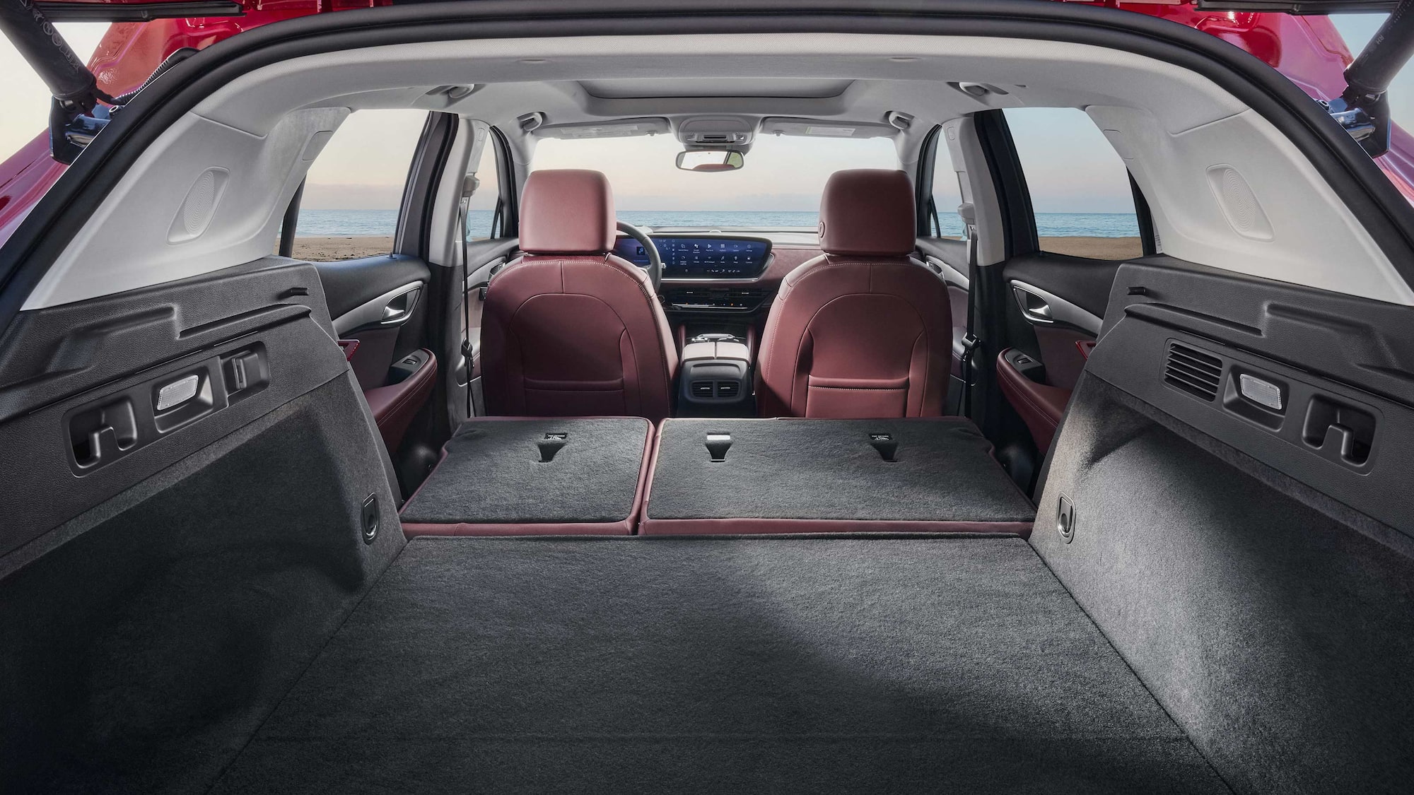 Interior View From the Tailgate of the 2026 Buick Envision with the Rear Seats Folded Down