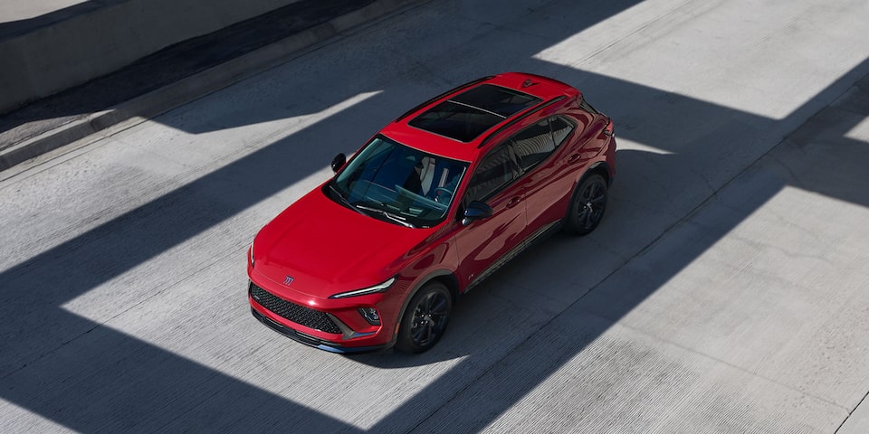 Birds-eye View of the 2026 Buick Envision Compact SUV Driving Down the Freeway