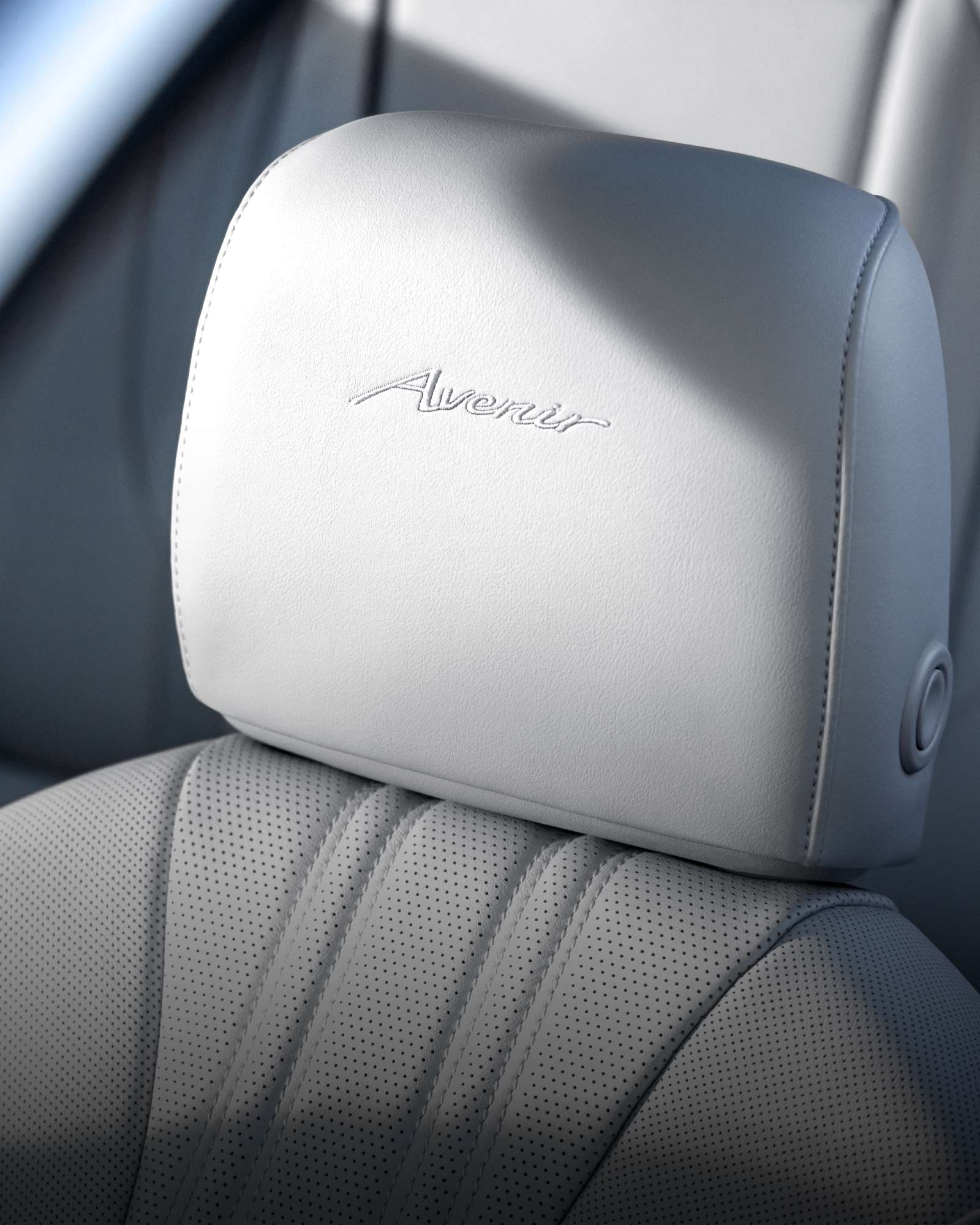 Close-up of the Interior Quilted Perforated Front Leather-appointed Seats in the Buick Envision Avenir Luxury SUV