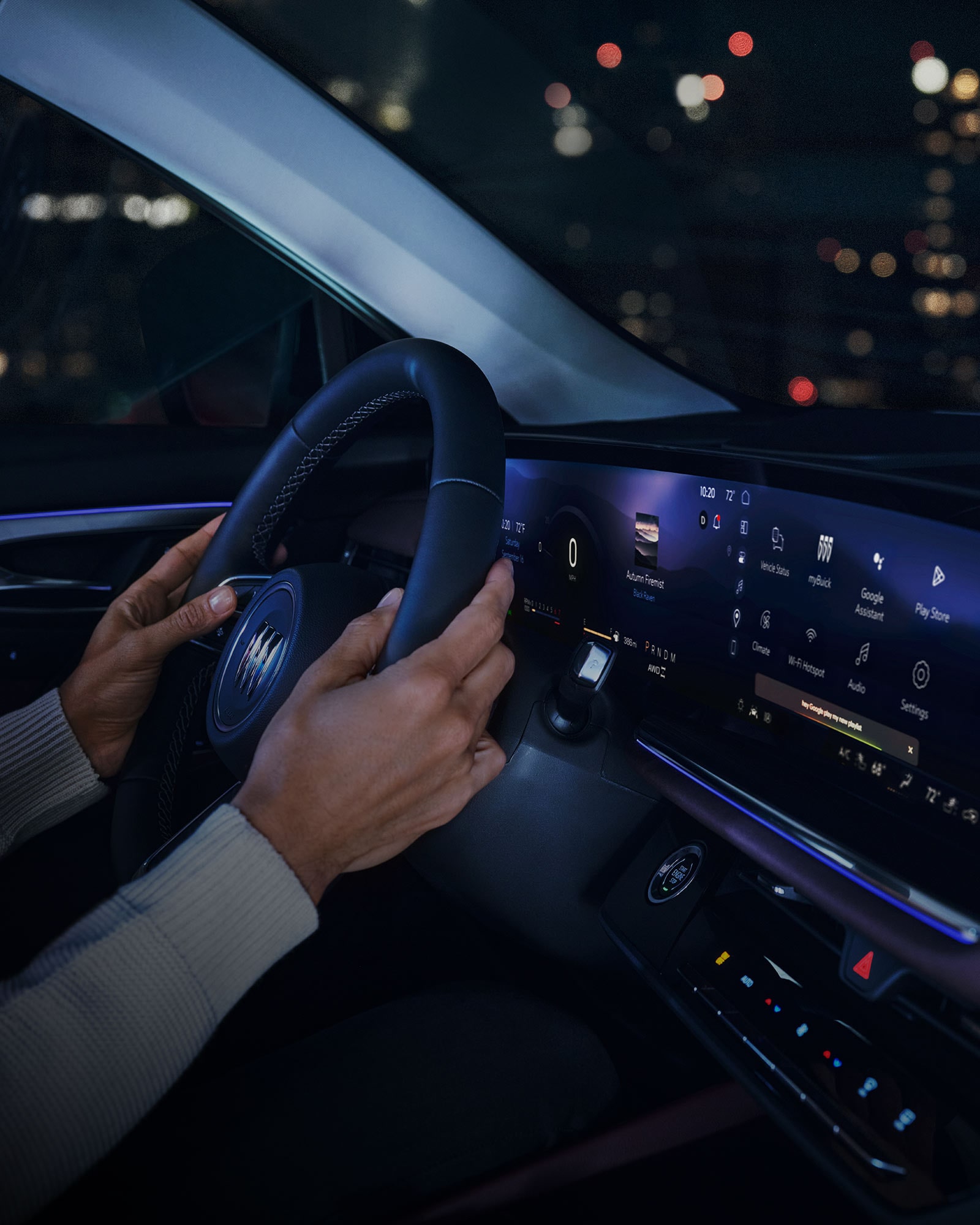 Close-up of the Ultrawide 30 Inch Diagonal Screen Displaying the QuietTuning Technology in the 2026 Buick Envision