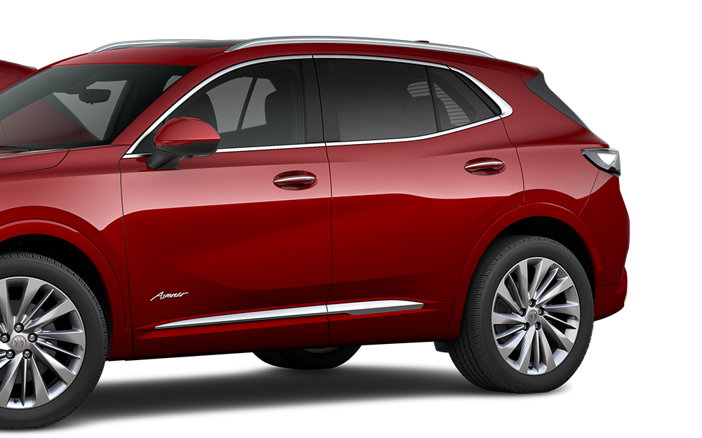 The 2026 Buick Envision Preferred, Avenir, and ST Trims Lined-up on a Black Background