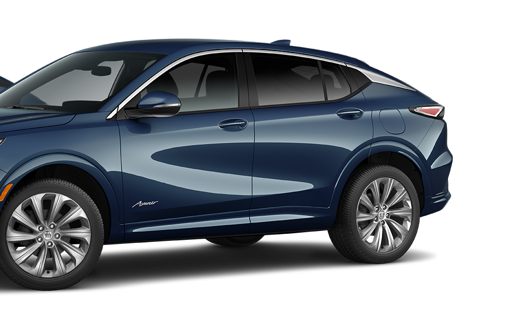 Three-Quarters View of the 2026 Envista Avenir Luxury SUV in the Color Ocean Blue Metallic