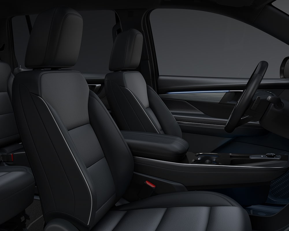 An Interior Shot of a Buick Enclave with Black and Gray Front Seats