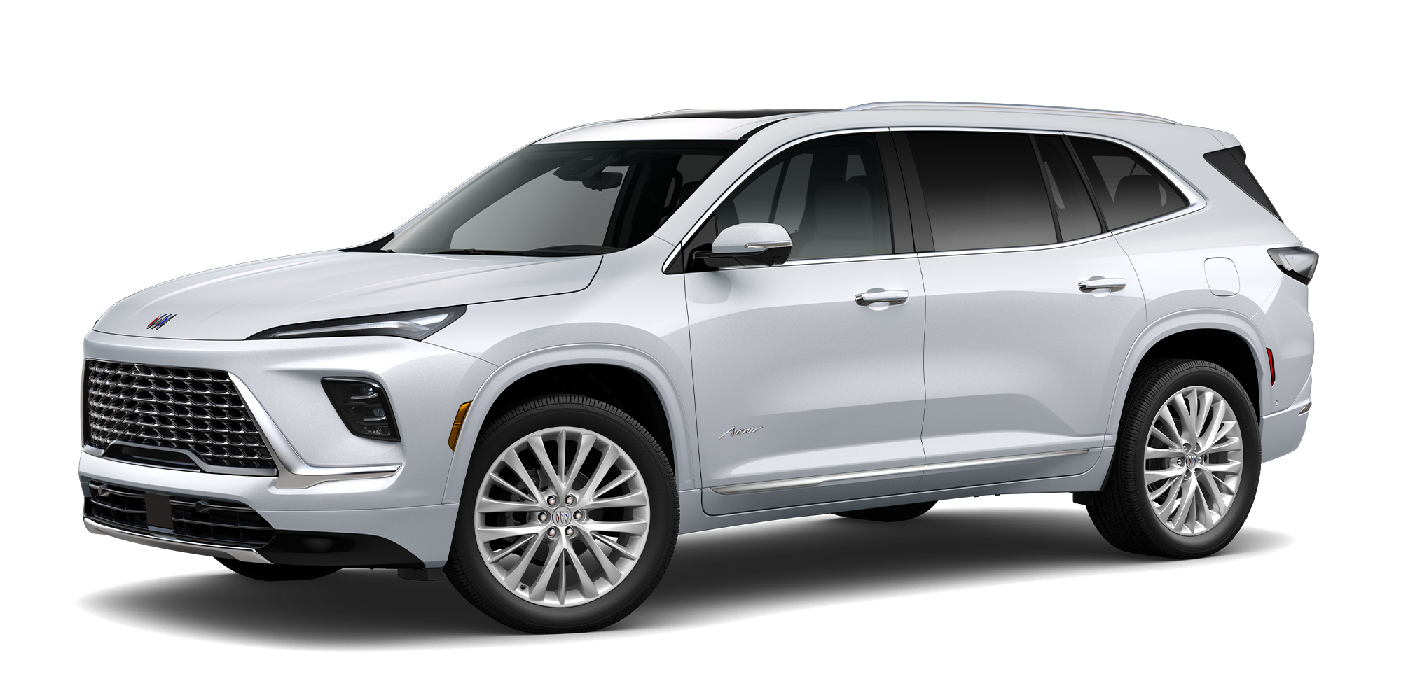Three Quarter View of a White Buick Enclave Avenir SUV