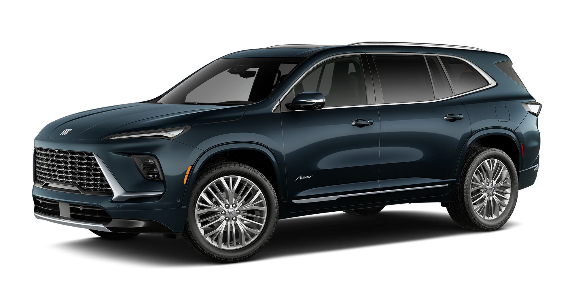 Three Quarter View of a Blue Onyx Metallic Buick Enclave SUV