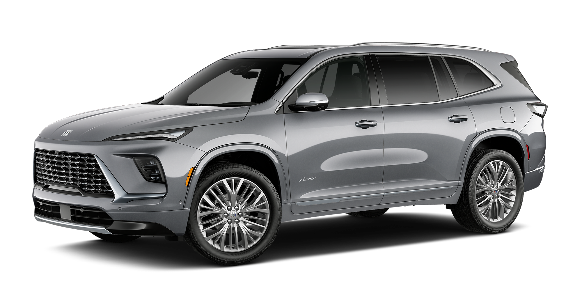 Three Quarter View of a Moonstone Grey Metallic Buick Enclave SUV