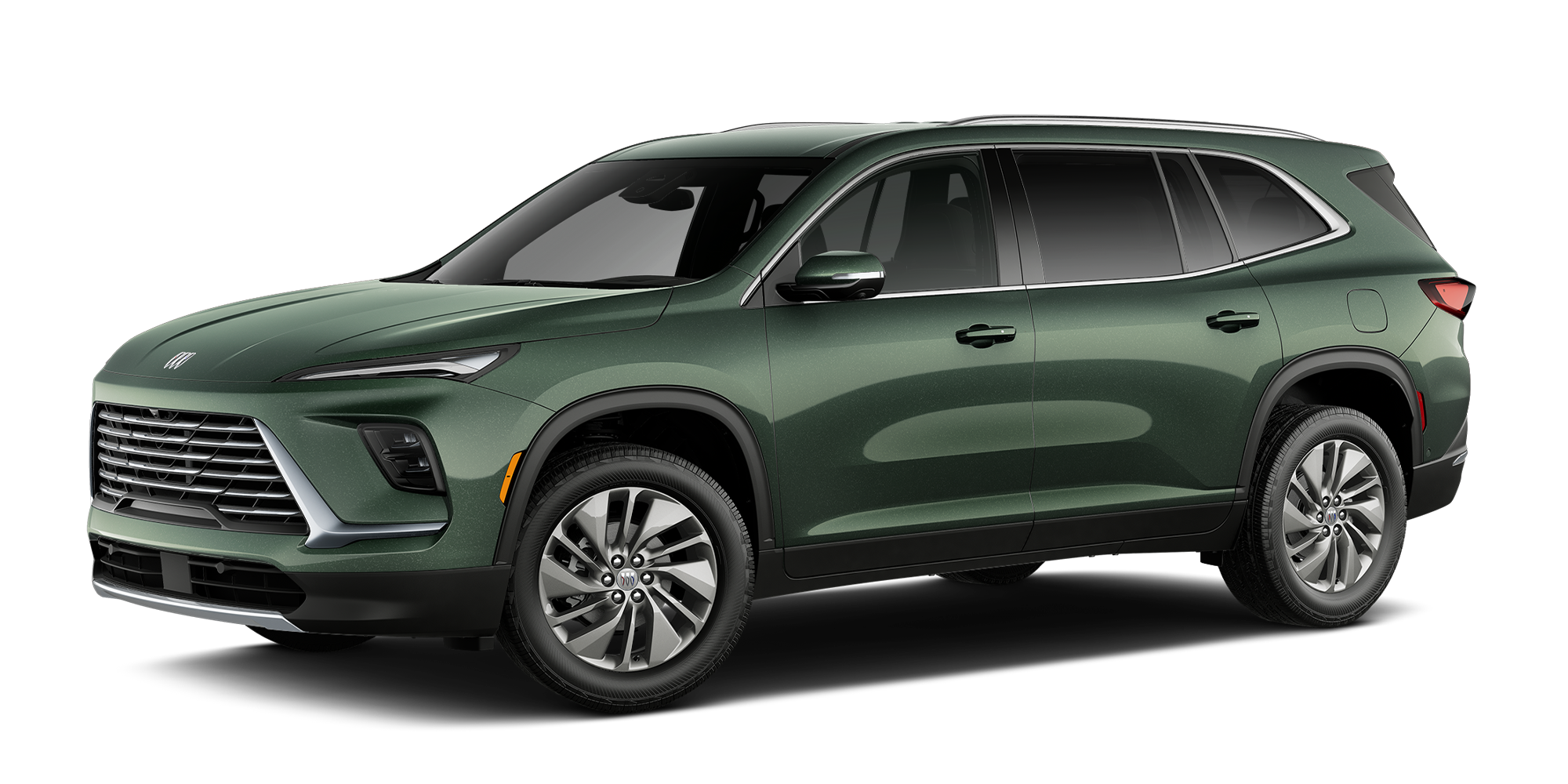 Three Quarter View of a Emerald Green Metallic Buick Enclave SUV