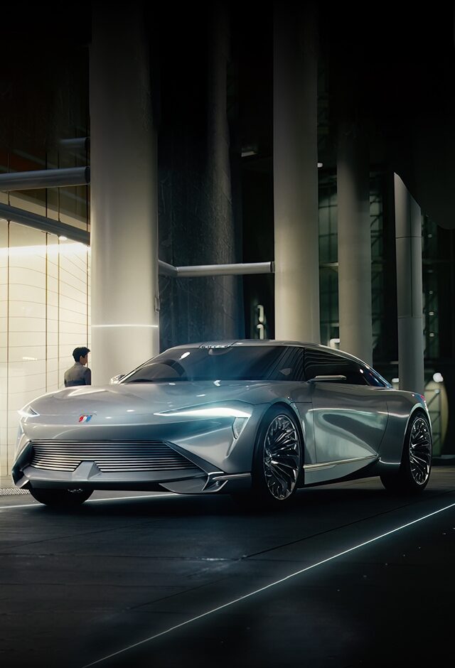 A Closeup on the New Buick Wildcat EV Flashing its Front Lights